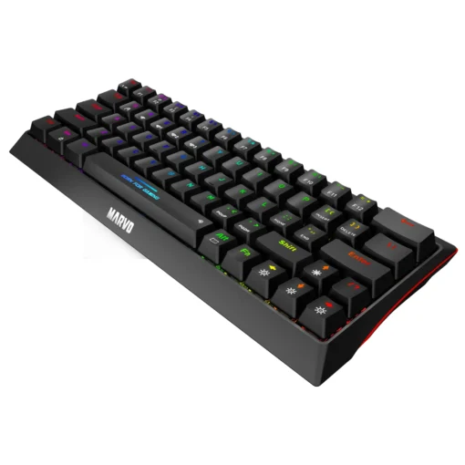 Marvo безжична механична геймърска клавиатура Wireless Gaming Mechanical keyboard Hecate 61WR Black - KG962W-R - Bluetooth 5.0, 63 keys - Image 3