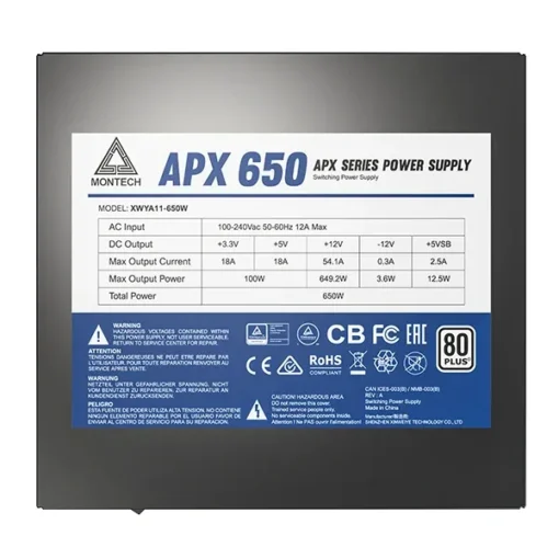 Montech захранване PSU 650W - APX - 80 Plus White - Image 3