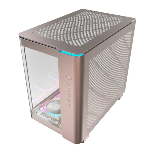 Montech кутия KING 95 Pro, Dual Chamber Mid-tower Case, 6 ARGB Fans, 2 Front Panels, Rose Gold - Image 2