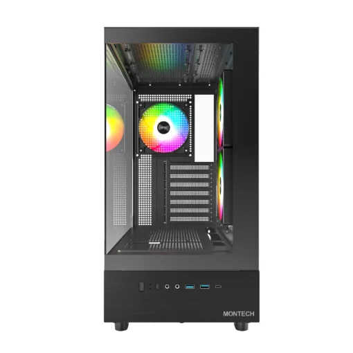 Montech кутия Case ATX - XR (B) - 3 x 120 mm ARGB Fans, USB-C, Black - Image 2