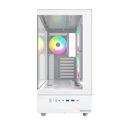 Montech кутия Case ATX - XR (W) - 3 x 120 mm ARGB Fans, USB-C, White - Image 2