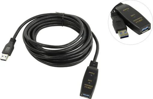 VCom Кабел удължение USB 3.0 AM / AF Active Extension Cable 5M Black - CU827A-5.0m - Image 4