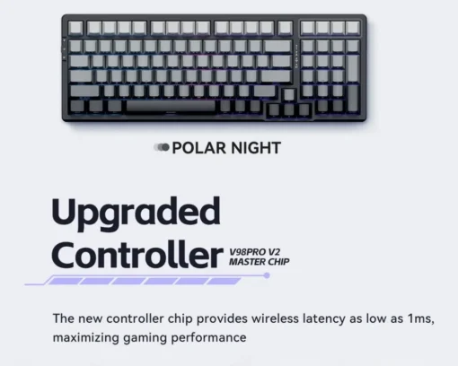 VGN безжична геймърска механична клавиатура Wireless Gaming Mechanical Keyboard - V98 PRO V2 Limited Black Glow - Kailh Arctic Switches, BT5.0, 2.4G, RGB - Image 2