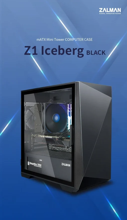 Zalman компютърна кутия Gaming Case mATX - Z1 Iceberg Black - Image 2