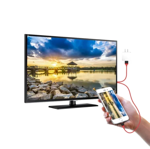 Адаптер (преходник) Кабел Earldom ET-W5,  Lightning MHL - HDMI + USB, 2.0m, Червен - 14931 - Image 2