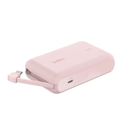 Belkin външна батерия BoostCharge 10k mAh 20w integrated кабел-C, port-C, pink - Image 4