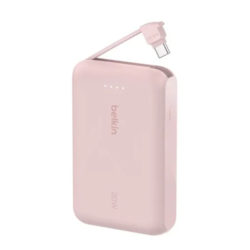 Belkin външна батерия BoostCharge 10k mAh 20w integrated кабел-C, port-C, pink - Image 5