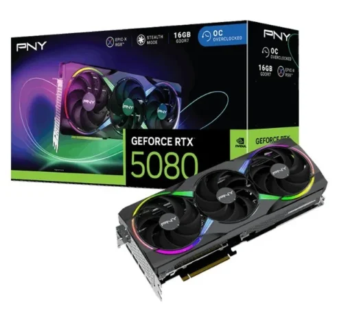 PNY видео карта GeForce RTX 5080 OC ARGB 3F 16GB 256-bit 960GB/s