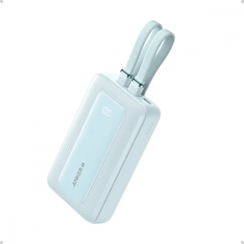 Anker външна батерия ZOLO 10000mAh 30W built-in USB-C and USB-Lightning кабел, син