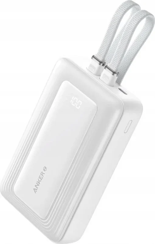 Anker външна батерия ZOLO 20000mAh 30W built-in USB-C and USB-Lightning кабел, white