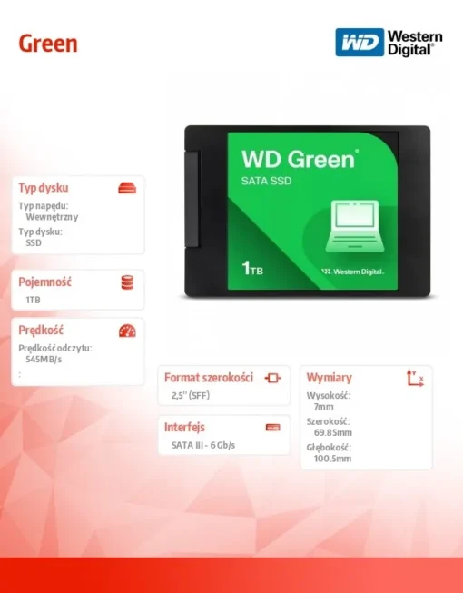 Western Digital SSD Green 1TB SATA 2.5 inch WDS100T3G0A - Image 4