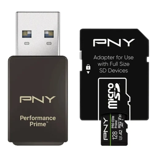 PNY памет card microSDXC Elite Prime 128GB + adapter SD + USB-A card reader - Image 5