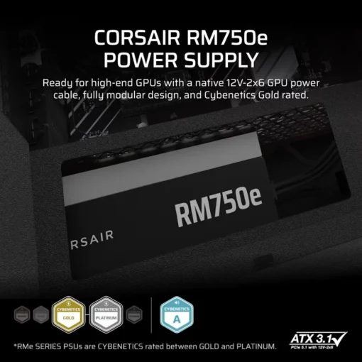 Corsair RM750e PCIe 5.1 80+GOLD F.MODULAR ATX3.1 - Image 3