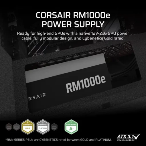 Corsair RM1000e PCIe5.1 80+GOLD F.MODULAR ATX3. - Image 3