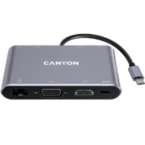 USB хъб CANYON hub DS-14 8in1 4k USB-C Dark Grey