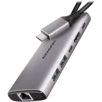 USB хъб AXAGON HMC-6G2L 2x USB-A 10Gbps 1x USB-C 10Gbps 4K/60Hz HDMI RJ-45 USB 3.2 Gen 2 hub PD 100W 15cm USB-C