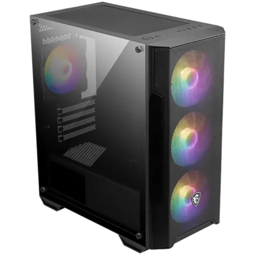 Кутия за компютър MSI MAG FORGE M100A, M-ATX Tower, M-ATX/ M-ITX, 1x USB 3.2 Gen 1 Type-A, 2x USB 2.0 Type-A, 1x Audio, 1x Mic, Power Button, 4x 120mm ARGB Fans, Mesh Panel, Acrylic panel. - Image 2