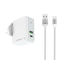 Зарядно за мобилен телефон Мрежово зарядно устройство LDNIO A4403C 1xUSB 1xType-C PD С Micro USB кабел Бял -