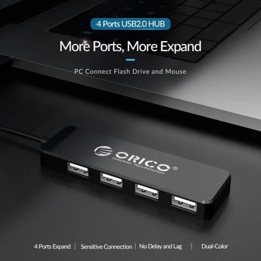 Orico хъб USB2.0 HUB 4 port Black - FL01-BK - Image 6