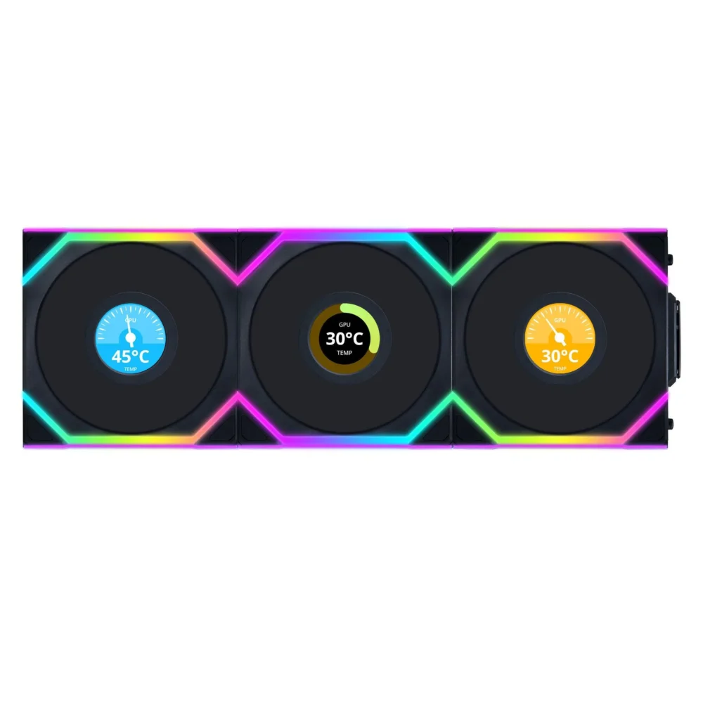 Вентилатори 3бр Lian Li UNI FAN SL Wireless LCD Reverse Blade ARGB PWM - 120 mm