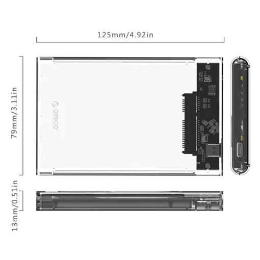 Orico външна кутия за диск Storage - Case - 2.5 inch 10Gbps Type-C Transparent - 2139C3-G2-CR-EP - Image 4