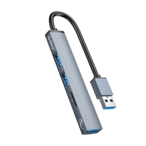 Orico хъб USB3.0/2.0 HUB 3 port + card reader, Aluminum - AH-A12F-GY - Image 2