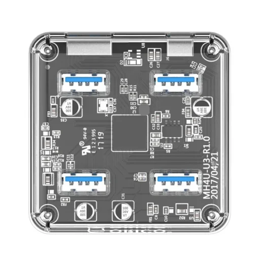 Orico хъб USB3.0 HUB 4 port transparent, 1m cable - MH4U-U3-10-CR - Image 2