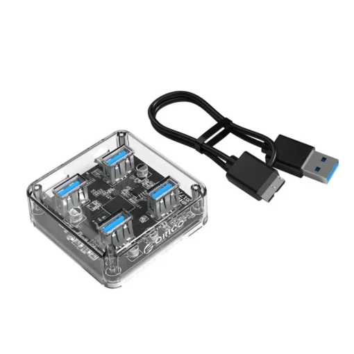 Orico хъб USB3.0 HUB 4 port transparent, 1m cable - MH4U-U3-10-CR - Image 5