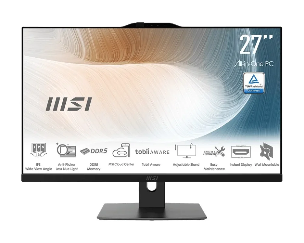 MSI Компютър All In One Modern AM272P 1M-848EU WIN11P/ICore5/8GB/512SSD/UMA/27 inch/Black