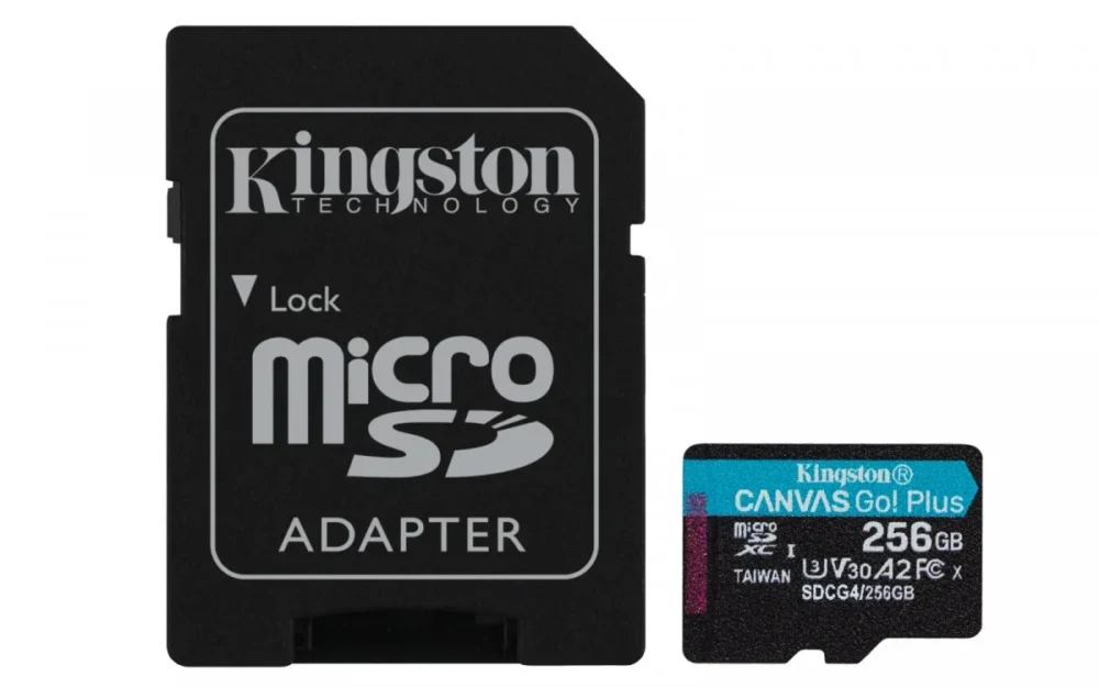 Kingston microSD 256GB CanvasGo! Plus 200MB/s A2 U3 V30 + адаптер