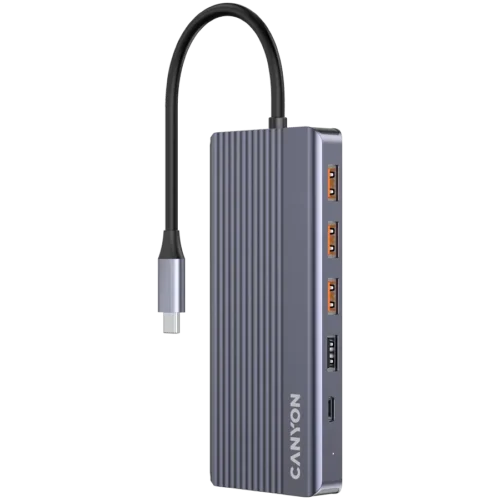 USB хъб CANYON hub DS-16 13in1 4k USB-C Grey