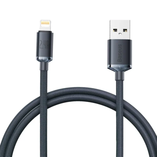 кабел за мобилен телефон Кабел за данни Baseus Crystal Shine Lightning 1.2m Черен -