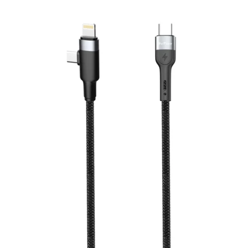 кабел за мобилен телефон Кабел за данни DeTech DE-48CCL 2 в 1 Type-C - Type-C Lightning 1.0m Черен -