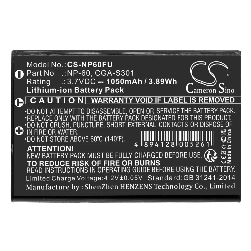 Батерия за фотоапарат FUJI NP60 LiIon 3.7V 1050mAh Cameron Sino