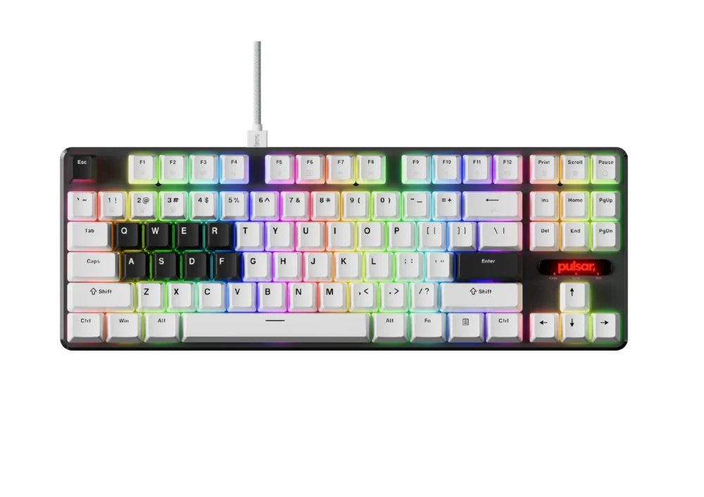 Pulsar професионална геймърска механична клавиатура Professional Gaming Mechanical Keyboard PCMK 2 HE TKL ANSI White - 8K Gateron Magnetic Switches