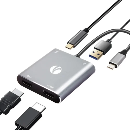 VCom докинг станция Docking Station USB-C 4-in-1 - CU450S - HDMI x 2 USB2.0 USB-C PD3.0 100W