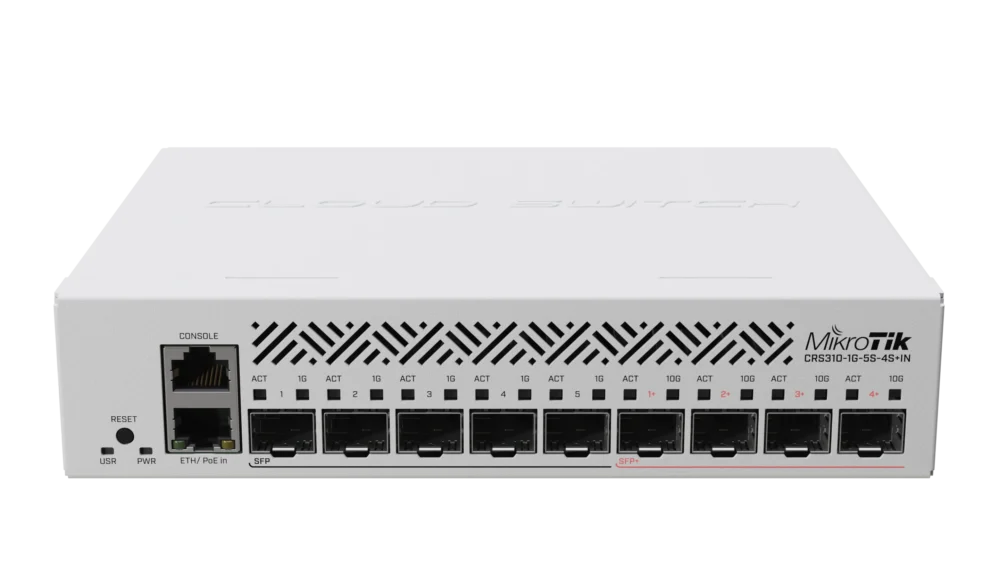 Комутатор MikroTik CRS310-1G-5S-4S+IN с 5 SFP и 4 SPF+ порта