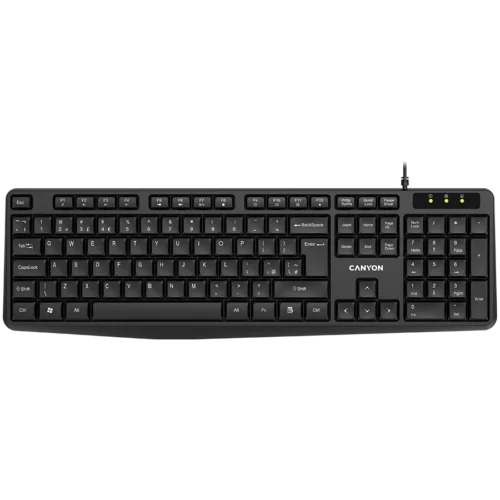 Клавиатура CANYON Wired Keyboard 104 keys USB2.0 Black cable length 1.5m 443*145*24mm 0.37kg