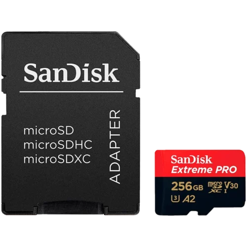 Карта памет SanDisk Extreme PRO microSDXC 256GB + SD Adapter + 2 years RescuePRO Deluxe up to 200MB/s & 140MB/s Read/Wri