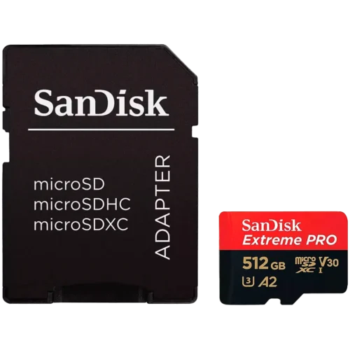 Карта памет SanDisk Extreme PRO microSDXC 512GB + SD Adapter + 2 years RescuePRO Deluxe up to 200MB/s & 140MB/s Read/Wri