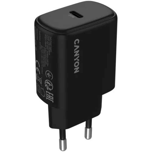 Зарядно за мобилен телефон CANYON charger OnCharge 200 20W 1xPD EU Black