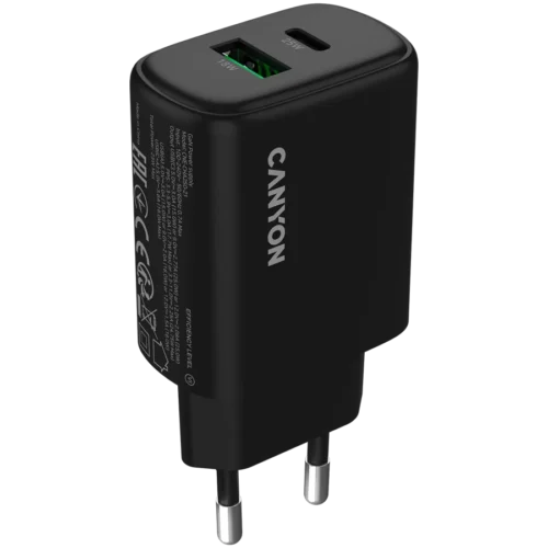 Зарядно за мобилен телефон CANYON charger OnCharge 250 25W 1xPD 1xQC EU