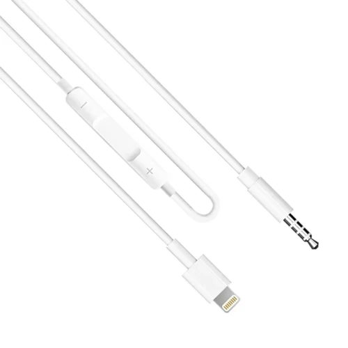 кабел за мобилен телефон Аудио кабел Earldom ET-AUX42 3.5mm към Lightning 1.0м Бял -