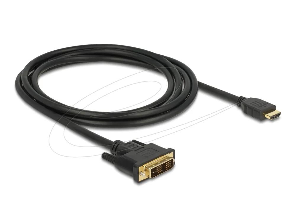 Кабел Delock HDMI мъжко - DVI-D 18+1 (Single Link )мъжко 2м двупосочен