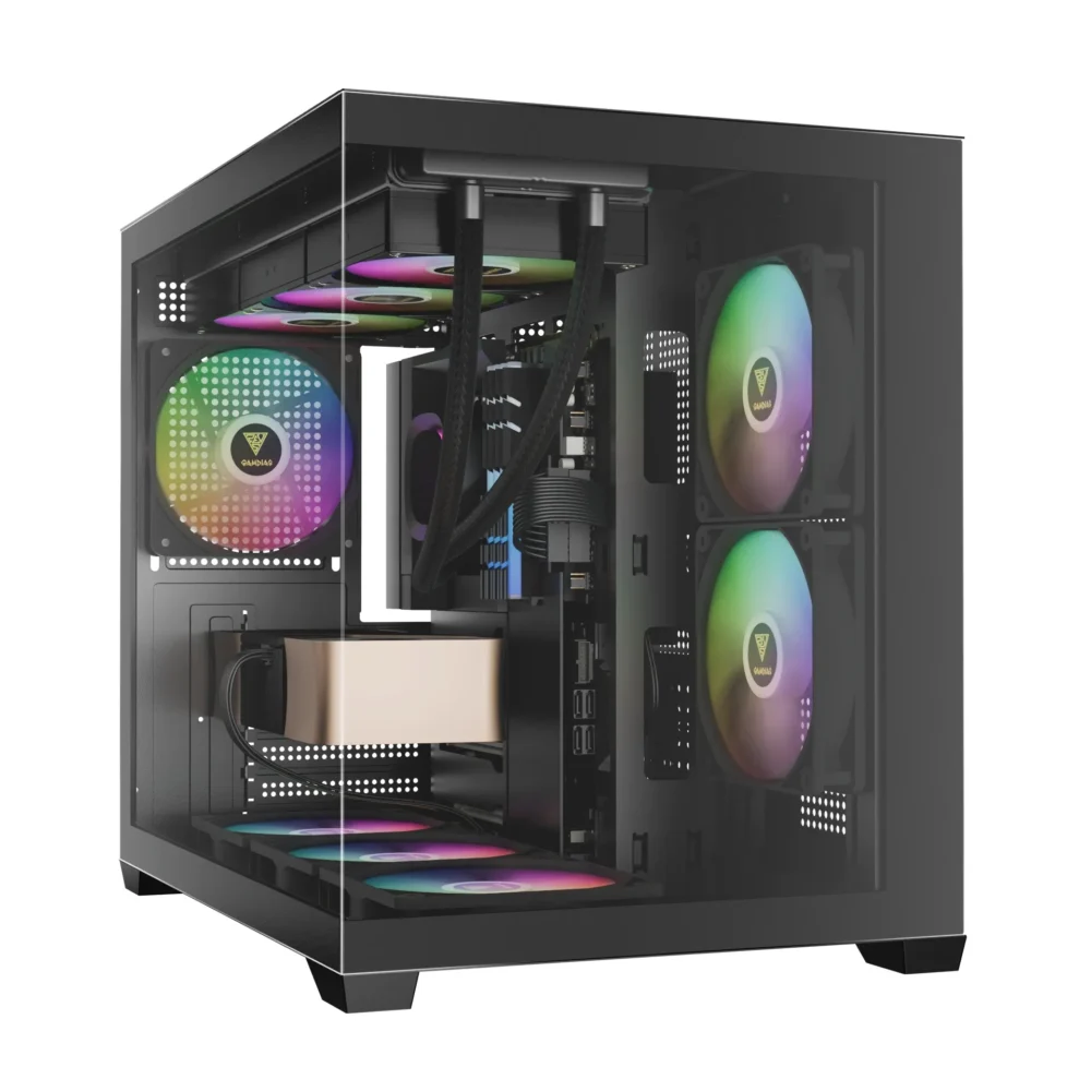 Gamdias кутия Case mATX - AURA GC10M - 3 x 120 mm A-RGB Tempered Glass