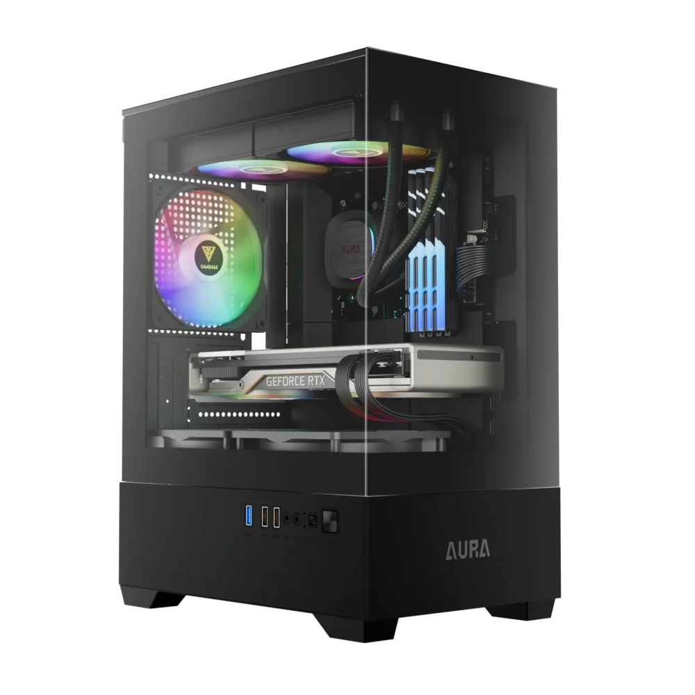 Gamdias кутия Case mATX - AURA GC9M - 3 x 120 mm A-RGB Tempered Glass