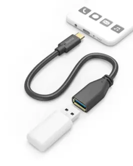 HAMA Адаптер OTG  USB-C мъжко - USB-A женско 0.15m черен