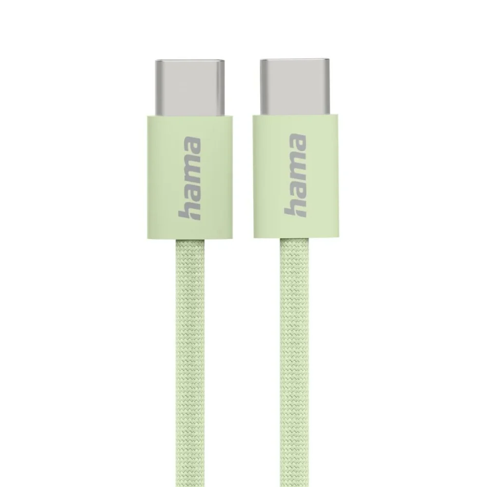 HAMA Кабел за зареждане "Fabric" USB-C - USB-C 1 m Nylon зелен