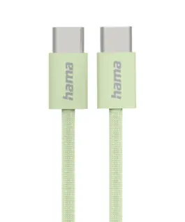 HAMA Кабел за зареждане "Fabric" USB-C - USB-C 1 m Nylon зелен