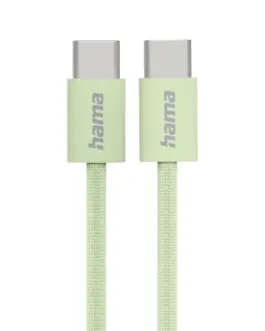 HAMA Кабел за зареждане "Fabric" USB-C - USB-C 1 m Nylon зелен